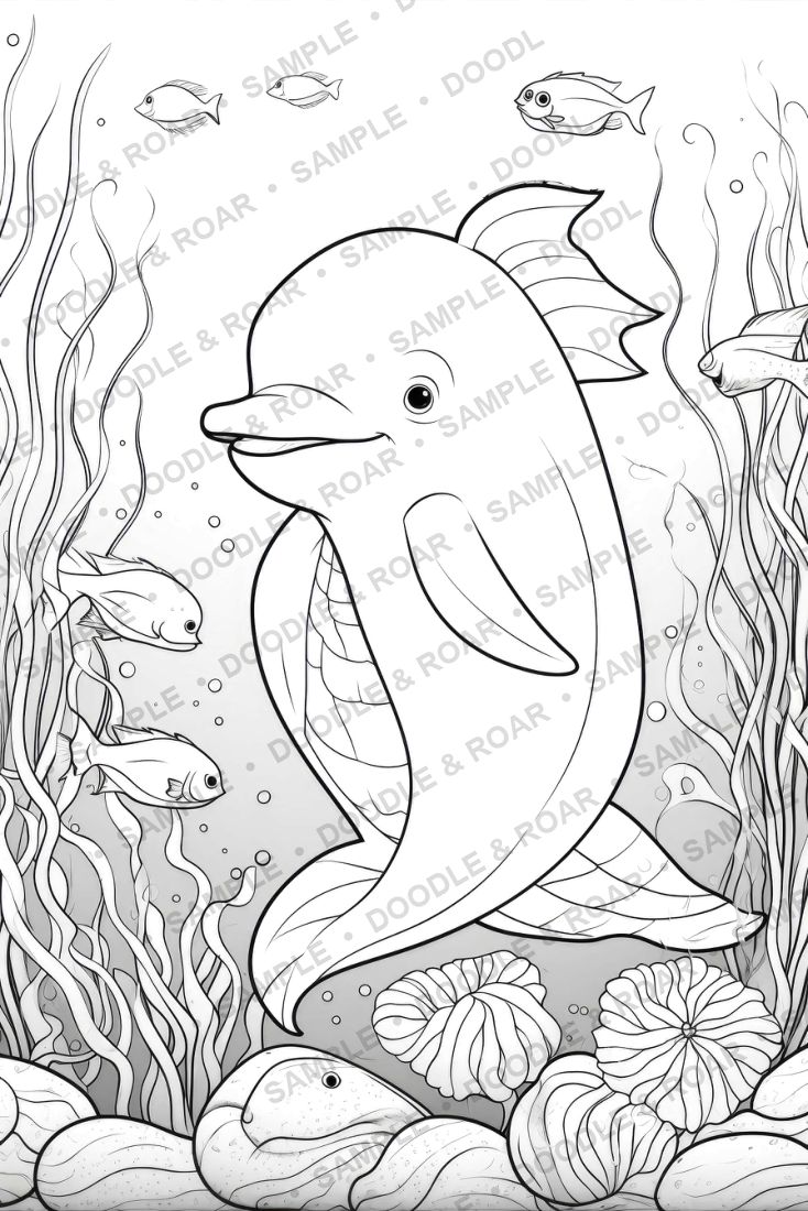 Sample page from Under the Sea Coloring Books Bundle (watermarked preview)