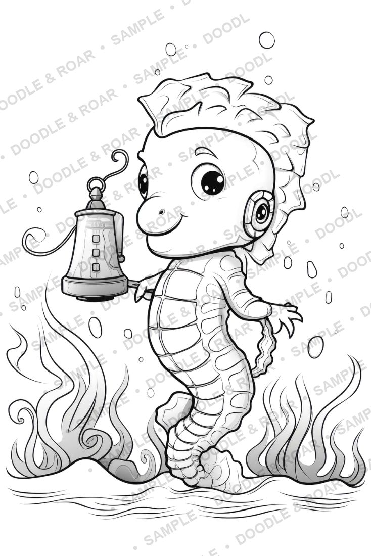 Sample page from Under the Sea Coloring Book Vol. 2 (watermarked preview)