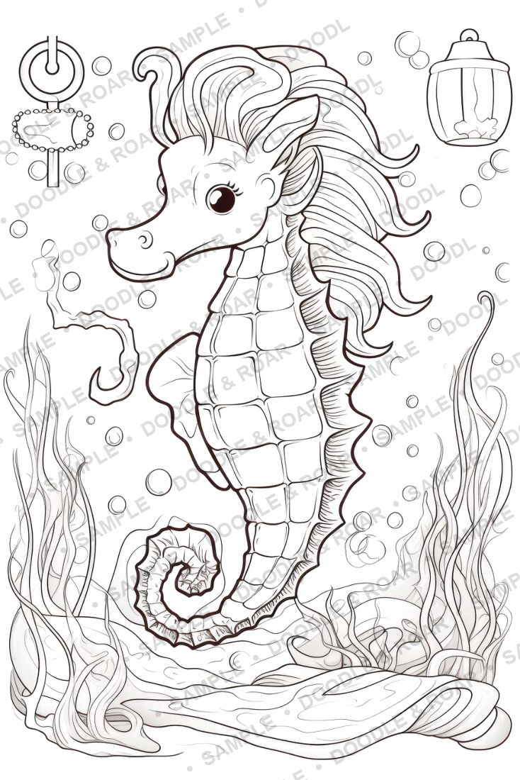 Sample page from Under the Sea Coloring Book Vol. 3 (watermarked preview)