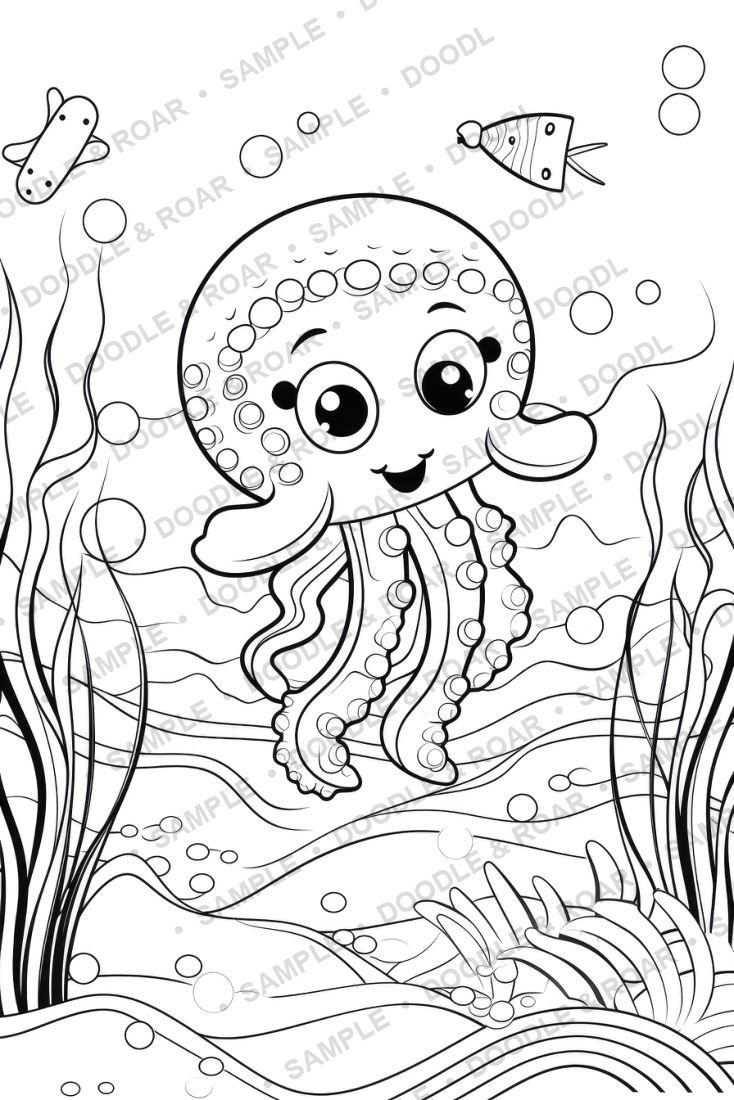 Sample page from Under the Sea Coloring Book Vol. 3 (watermarked preview)