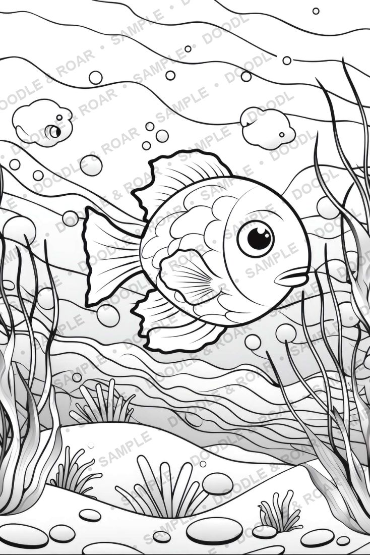 Sample page from Under the Sea Coloring Book Vol. 3 (watermarked preview)
